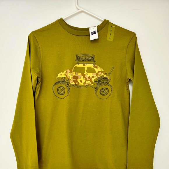 Gap Boys Green Camouflage Truck Long Sleeve Shirt Size L (10) - Picture 1 of 5